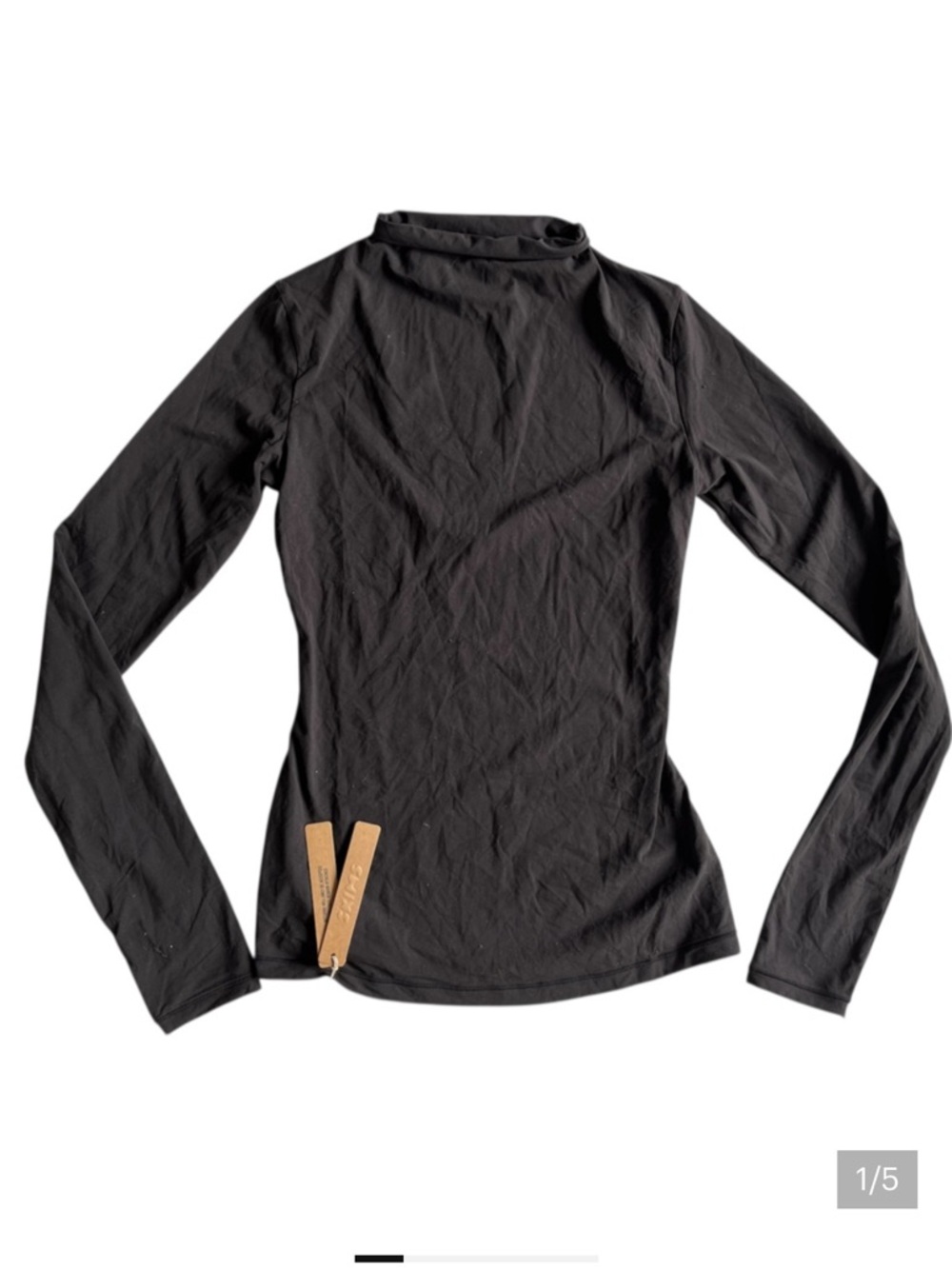 NWT SKIMS Black Long-Sleeve Mock Neck Top - Picture 1 of 5